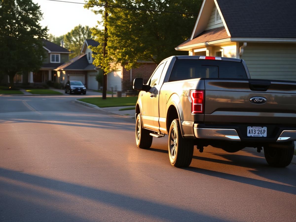 A pickup truck parked on a suburban street